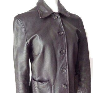 J. Crew Brown Leather Jacket/ Ladies M/ Button Front